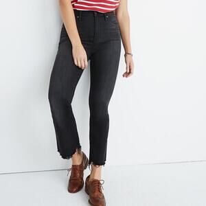 MADEWELL Cali Demi Boot Jean Black 23 Distressed Hem High Waist